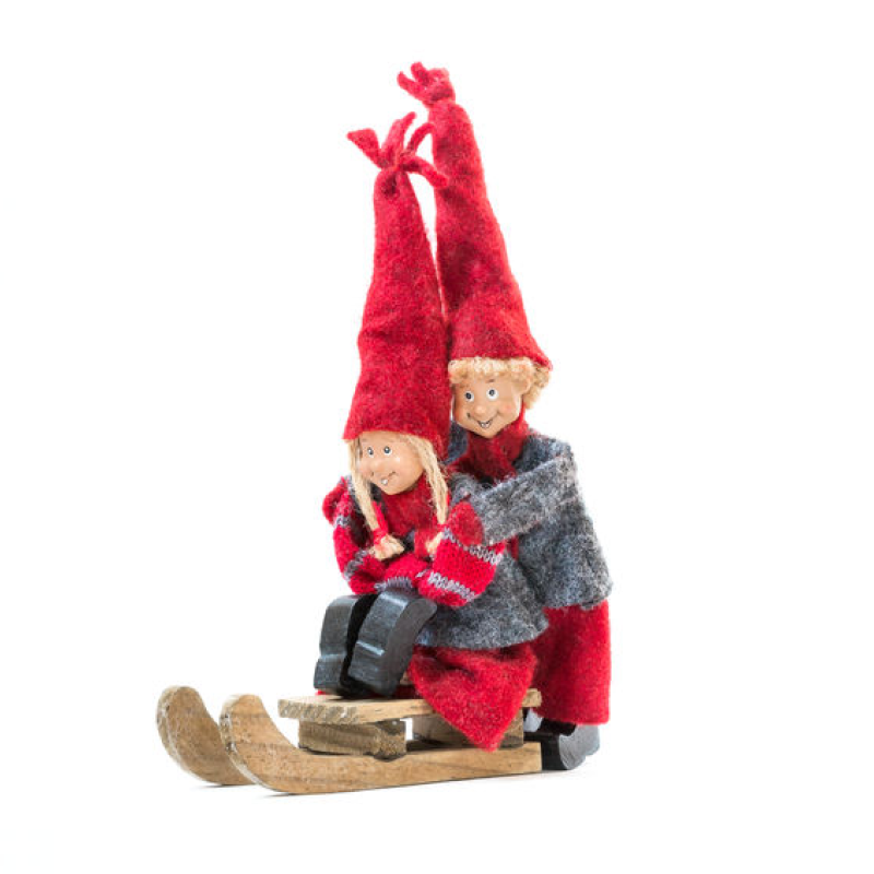 Standing Santa Gnomes with Red and Gray Sweater Christmas Decoration